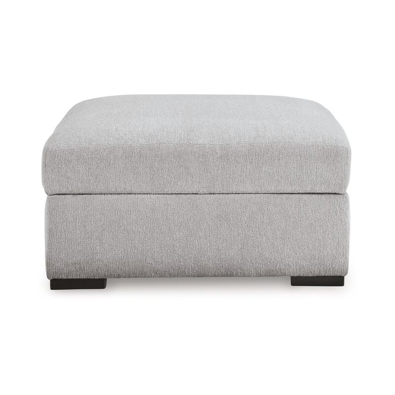 Gaby Low Profile Ottoman with Storage, Locking Wheels, Gray 37 Inch - Benzara