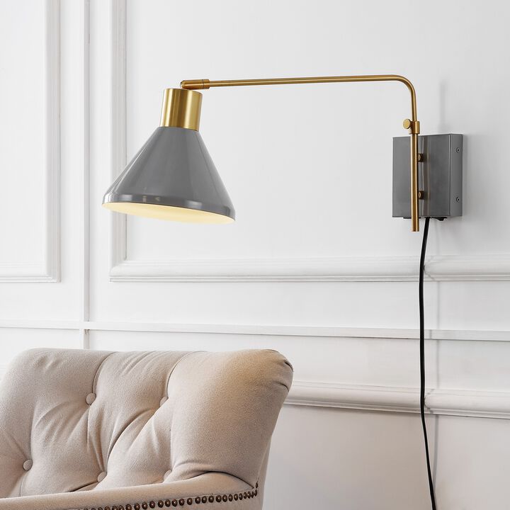 Max Swing Arm Modern Midcentury Iron USB Charging Port LED Sconce