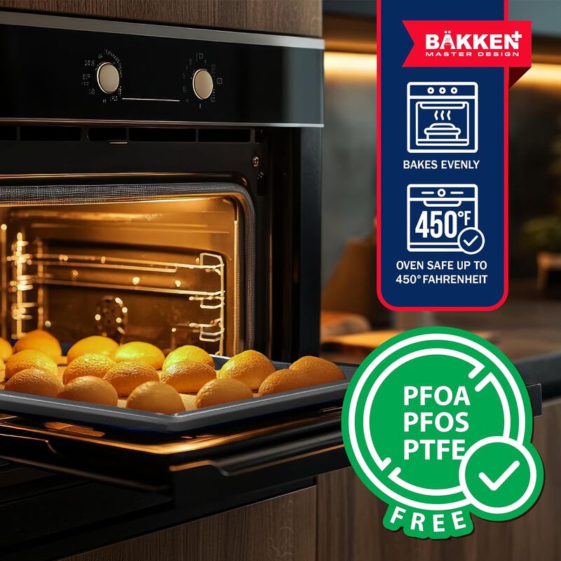 BAKKEN Kitchen Baking Pans - Small, Medium, and Large Cookie Pan (13.58×9.65, 15.75×11, 17.91×12.60), Nonstick, Diamond Texture Bottom,