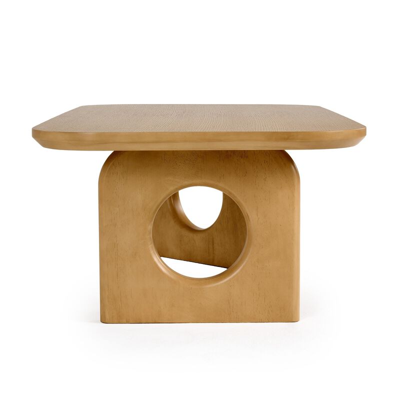 Noe Ohan 50 Inch Coffee Table, Rectangular, Light Brown Solid Rubberwood - Benzara