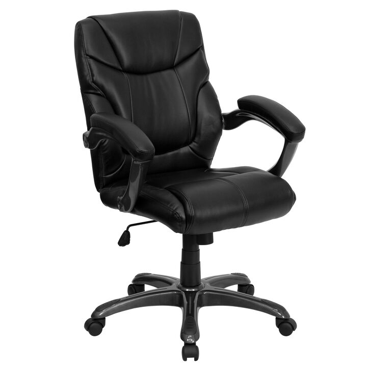 Megan Mid-Back LeatherSoft Overstuffed Swivel Task Ergonomic Office Chair with Arms