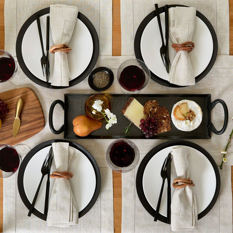Solino Home 100% Pure Linen Dinner Napkins 20 x 20 Inch Set of 6 | Classic Hemstitch