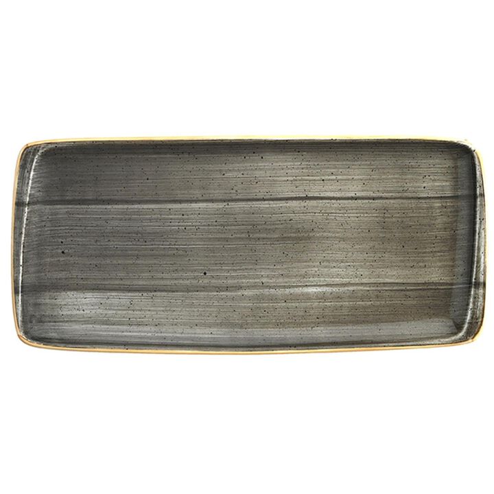 Space 13.5" x 6" x h:0.75" Rectangular Grey Porcelain Platter