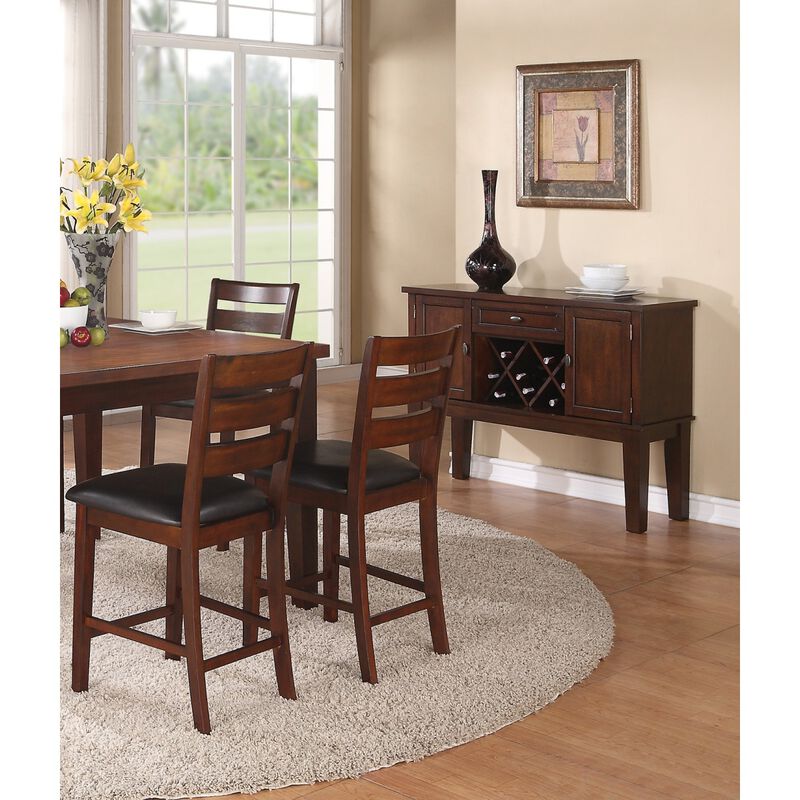 2 Antique Walnut Wood Counter Height Chairs