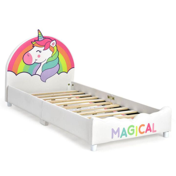 Hivvago Children Twin Size Upholstered  Platform Single Bed