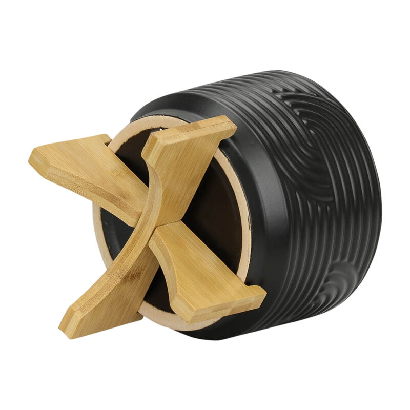 7" Abstract Planter on Stand, Black
