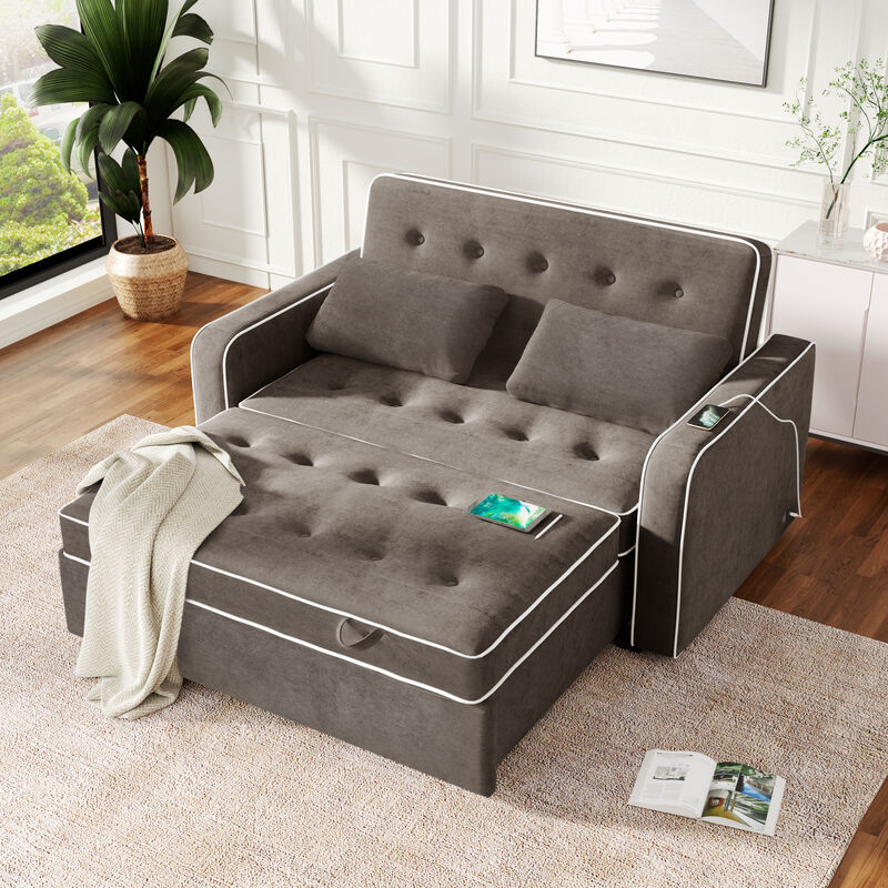 Merax Pull Out Sleeper Sofa Bed with Dual USB Charging Port
