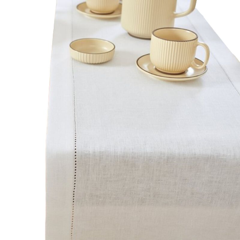 Solino Home 100% Pure Linen Table Runner | Medium Weight Hemstitch