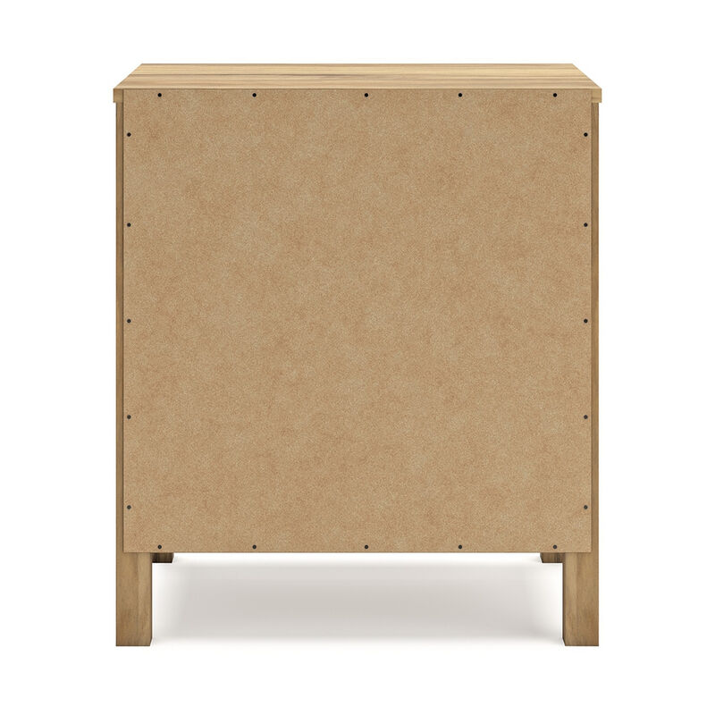 Maci Nightstand, 2 Drawers, Light Natural Brown Wood Finish, 24 Inch - Benzara