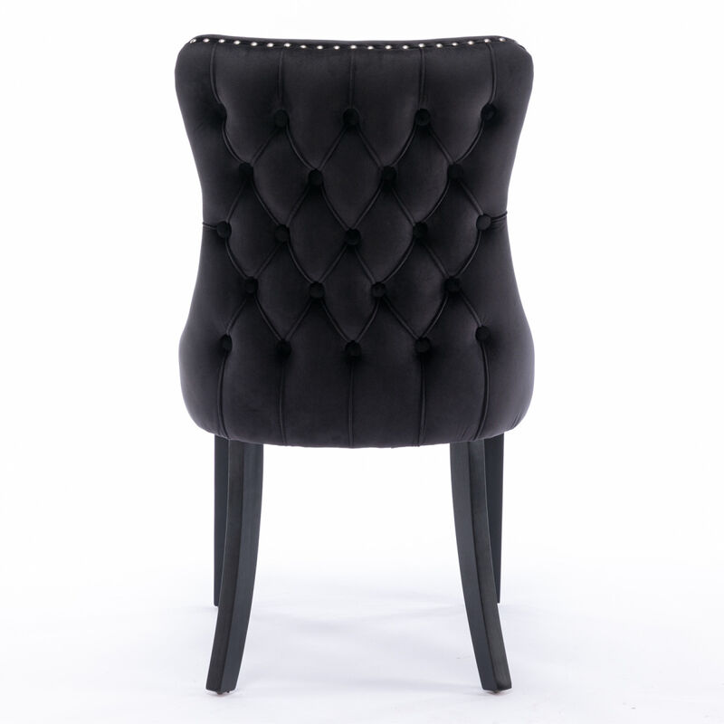 Black Upholstered Dining Chairs, Set of 2