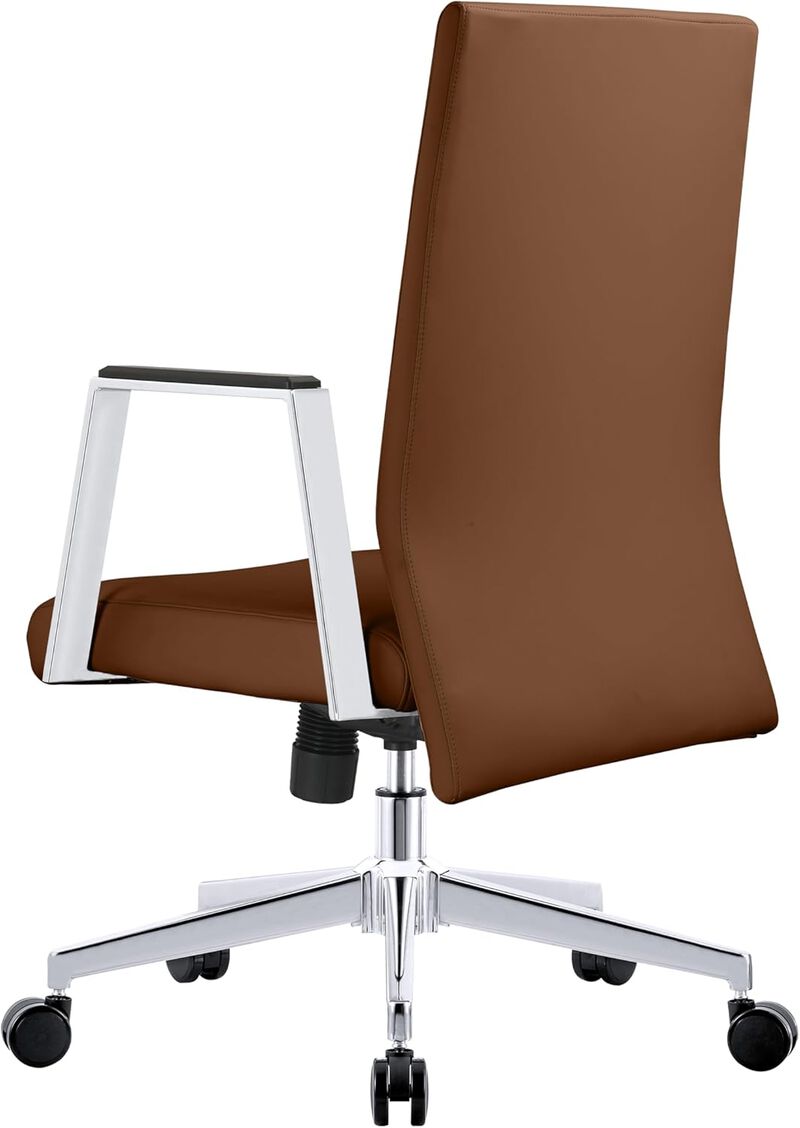 LeisureMod Aleen Mid-Century Modern Office Chair in Upholstered Leather and Iron Frame with Swivel and Tilt