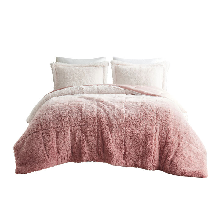 Gracie Mills Ethel Faux Fur Ombre Shag Comforter Set
