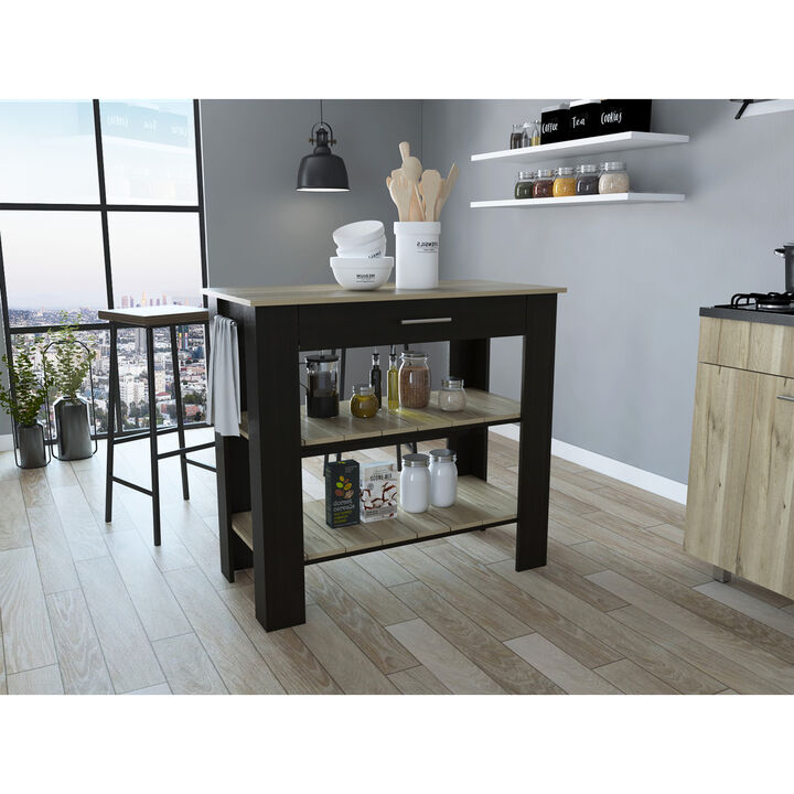 Streamdale Cala Kitchen Island - Black Light Oak