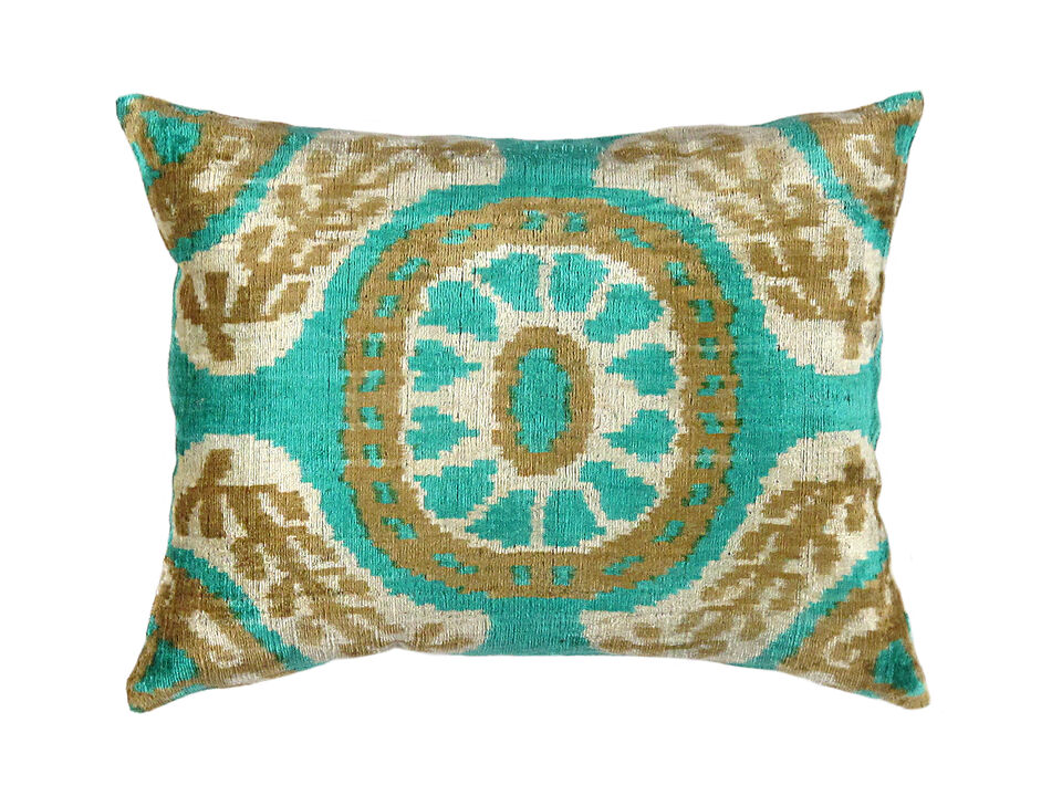 Pasargad Home Ikat Velvet Pillow- 15" x 20"