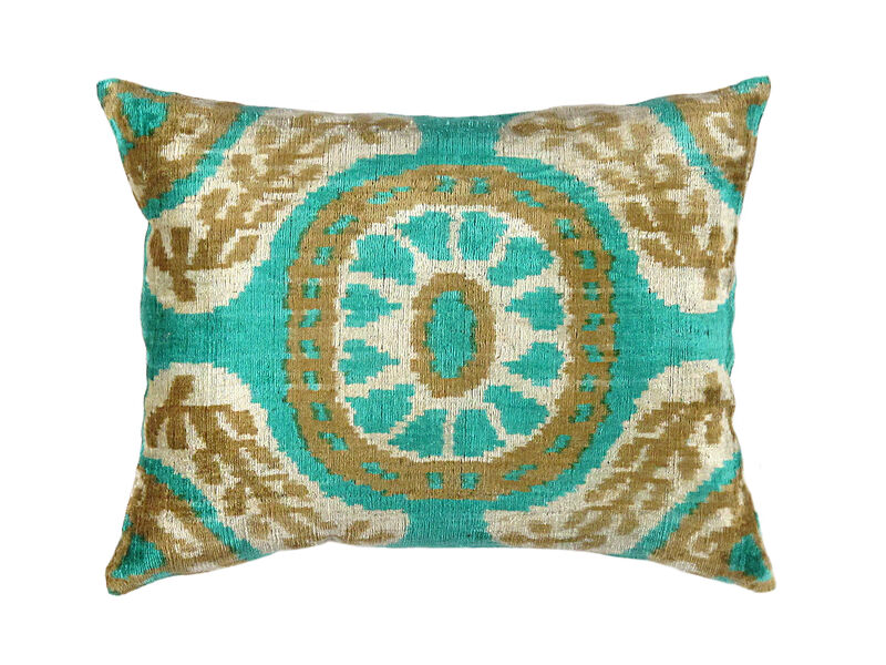 Pasargad Home Ikat Velvet Pillow- 15" x 20"