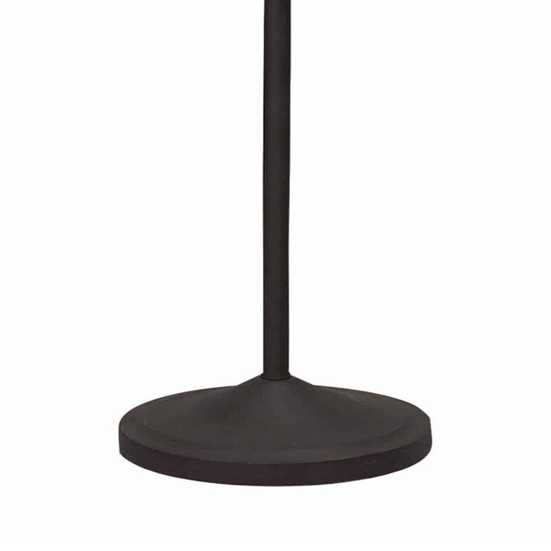 Metal Floor Lamp with Leaf Accent Body and Fabric Bell Shade,Black and Gray-Benzara