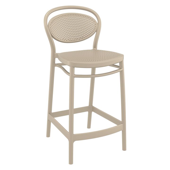 37.75" White Outdoor Patio Counter Stool