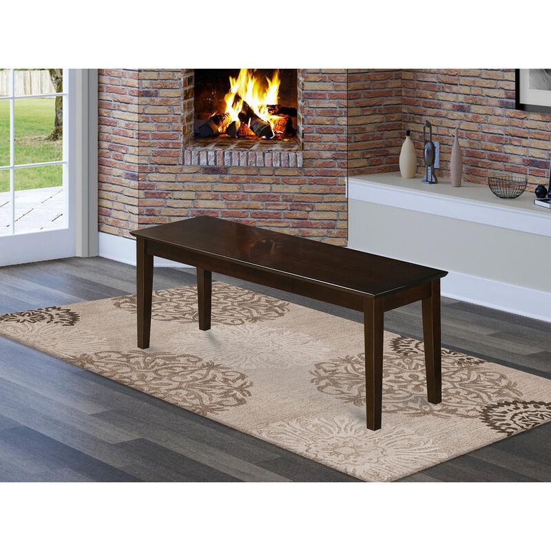 East West Furniture Capri  bench  with  wood  seat  in  Cappuccino