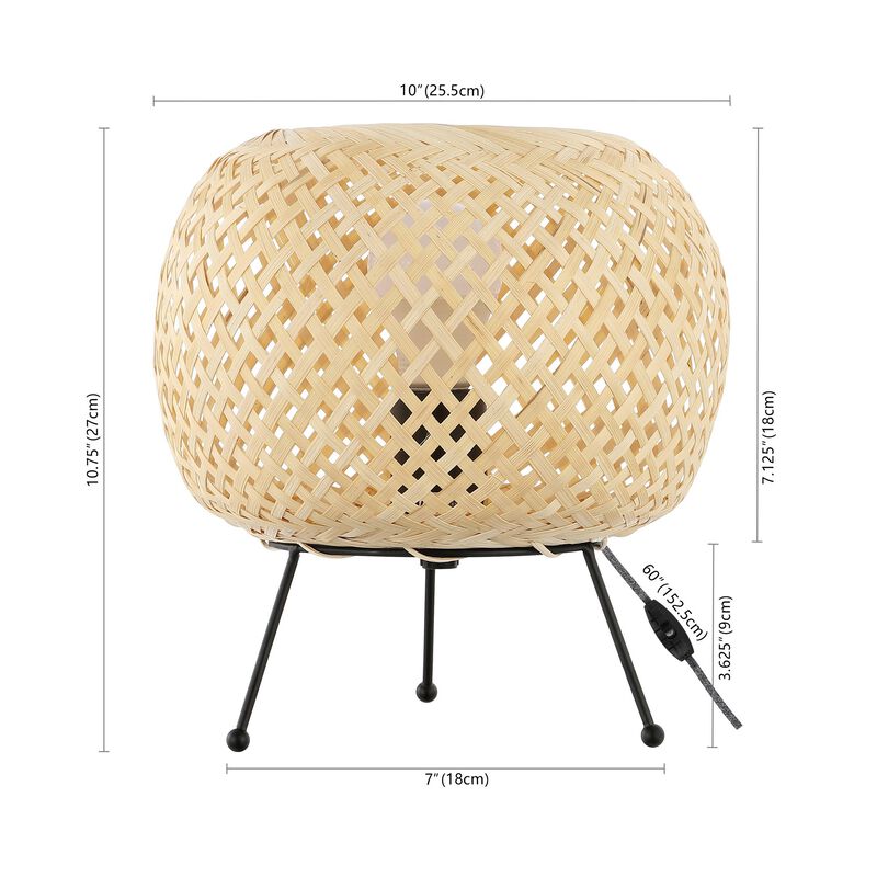 Palma Bohemian Rustic Iron/Rattan LED Mini Table Lamp with Smart Bulb