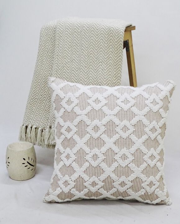 20"x20" Decorative Accent Throw Pillow with Geo Texture