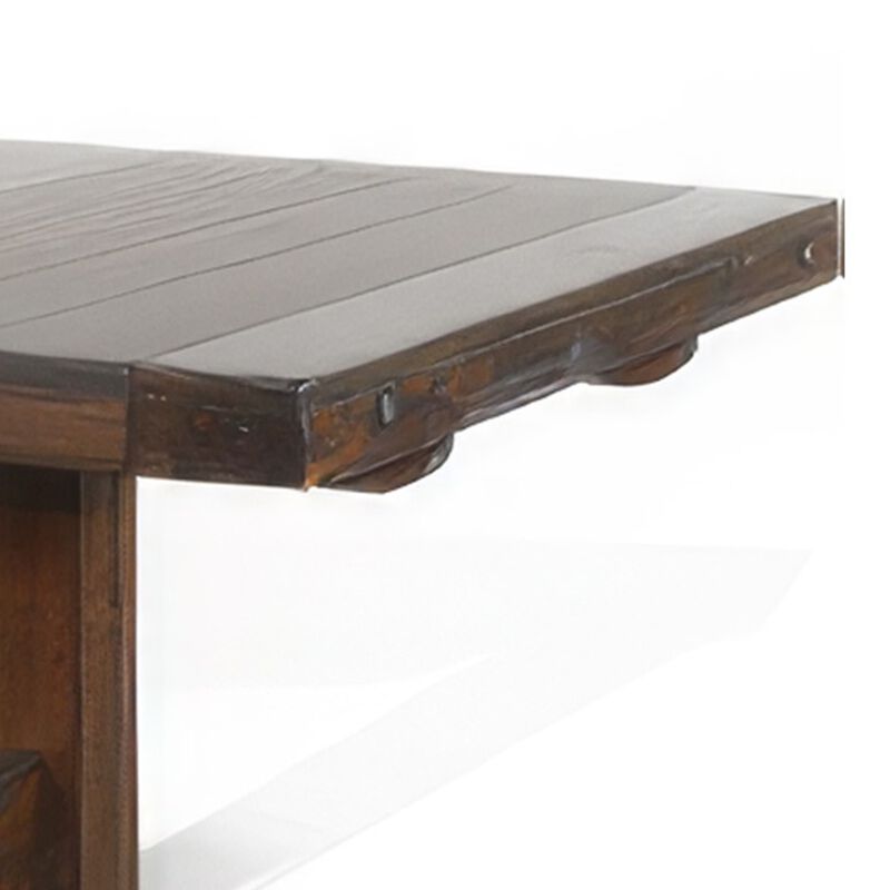 Reggie Dining Table, Brown Mahogany Rectangular Extendable 86-122 Inch - Benzara