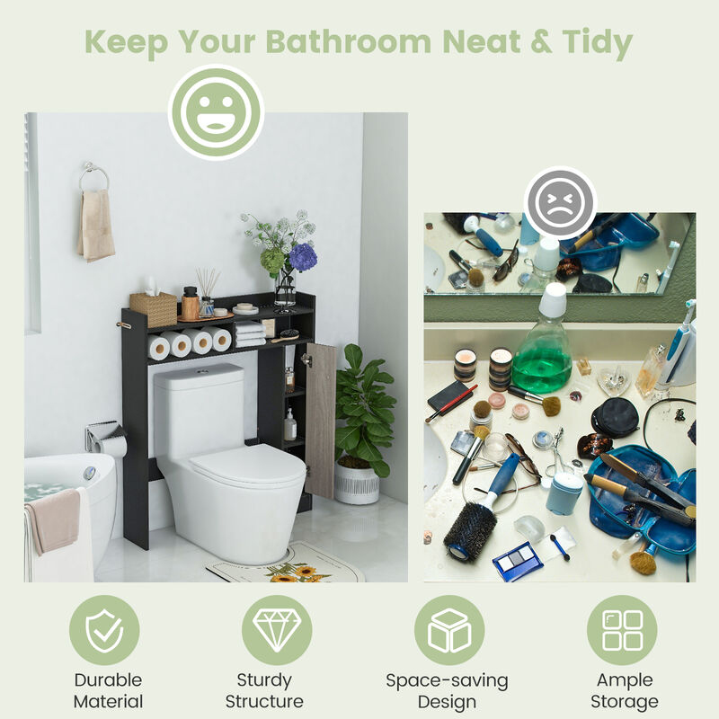 Bathroom Over the Toilet Floor Storage Organizer with Adjustable Shelves