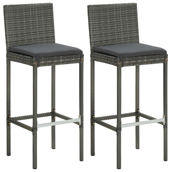 vidaXL 3 Piece Garden Bar Set with Cushions Gray