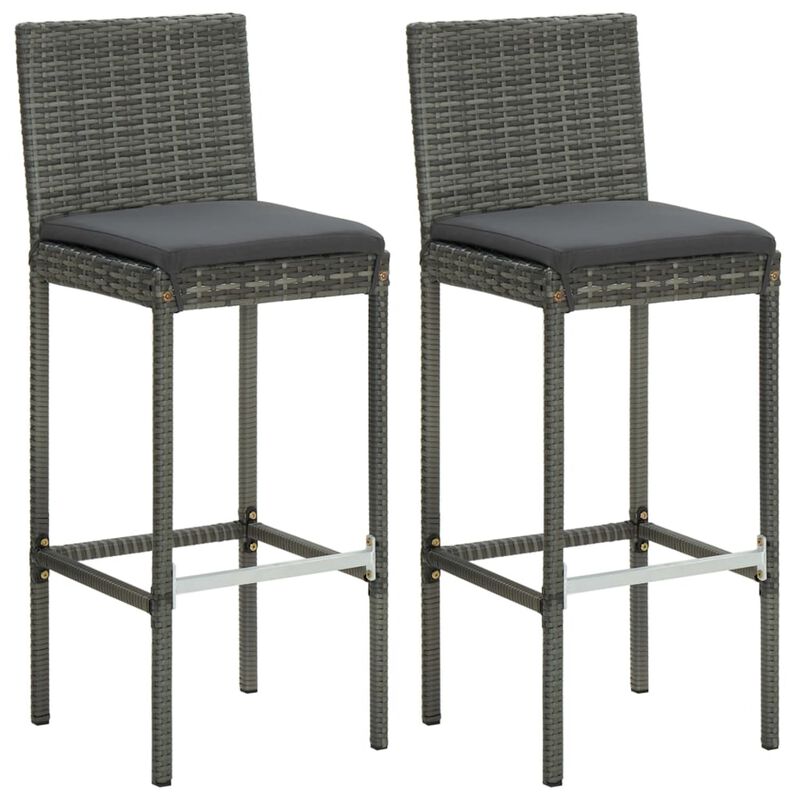 vidaXL 3 Piece Garden Bar Set with Cushions Poly Rattan Gray