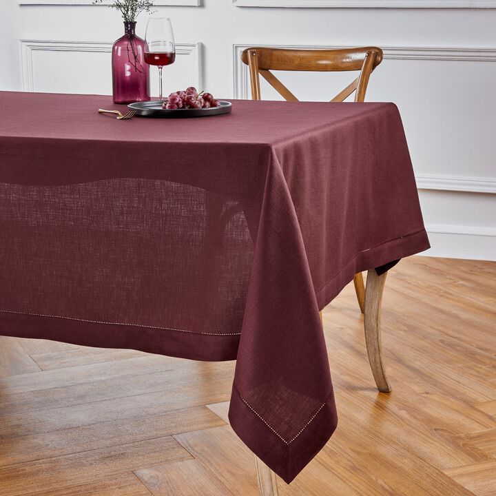 Solino Home 100% Pure Linen Tablecloth | Classic Hemstitch