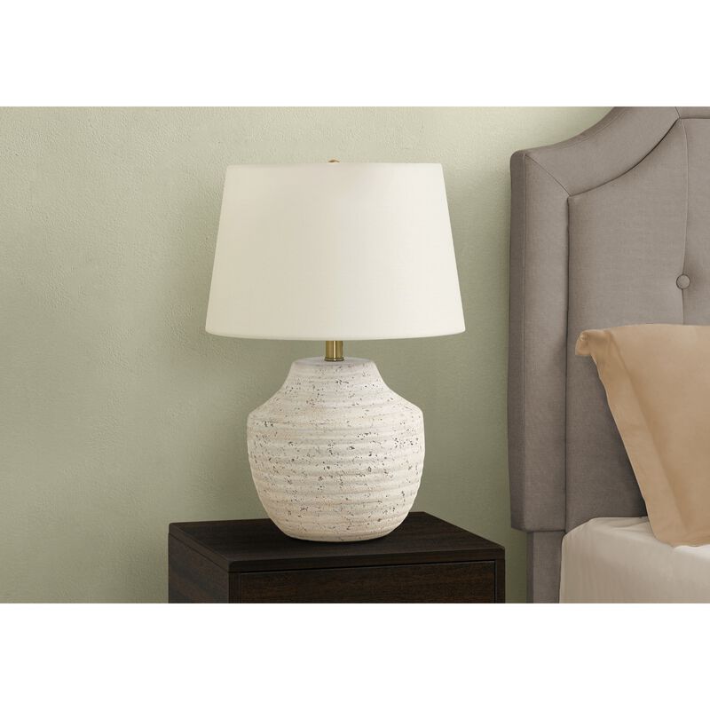 Monarch Specialties 9730 - Lighting, 20"H, Table Lamp, Cream Concrete, Ivory / Cream Shade, Modern