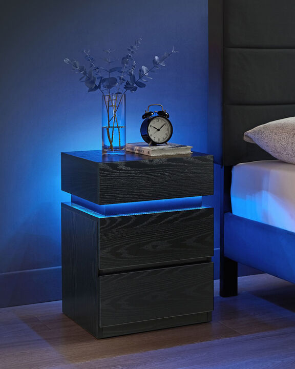Bedside Table with LED Lights for Modern Style and Ambient Lighting