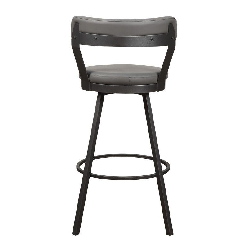 Leatherette Pub Chair with Curved Design Open Backrest, Set of 2,Light Gray - Benzara