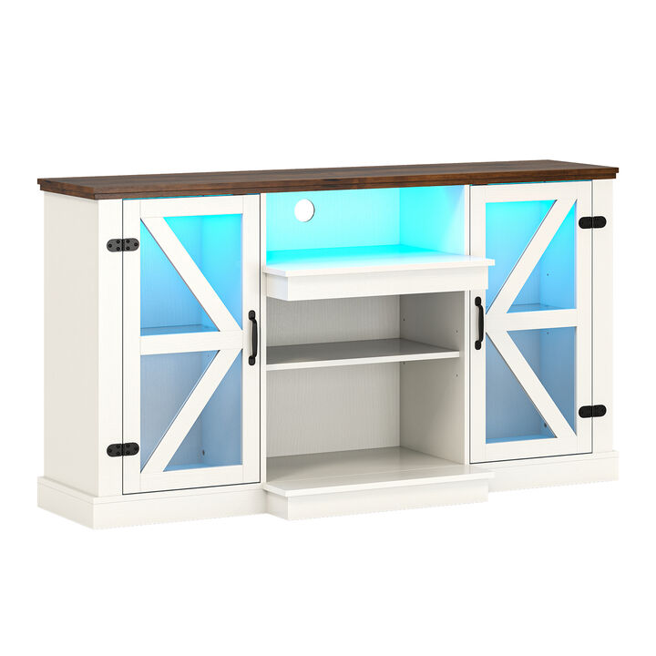 Media Console Table with 3-Level Shelves and 22 Dynamic LED Light Modes for Modern Entertainment Spaces