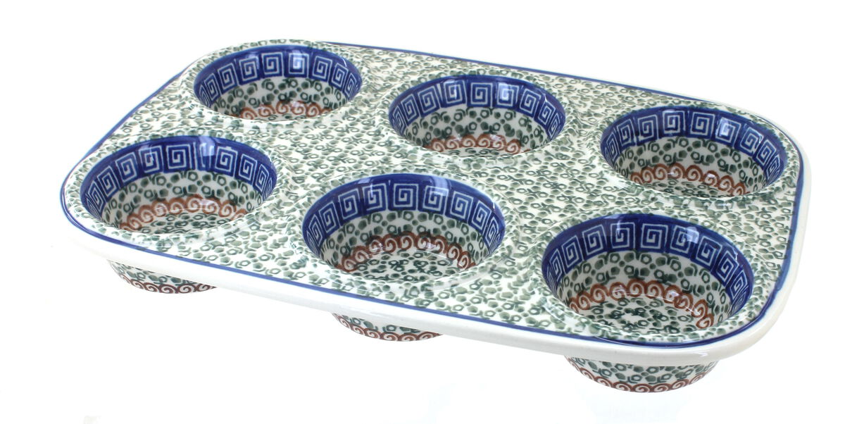 Blue Rose Polish Pottery Alyce Muffin Pan