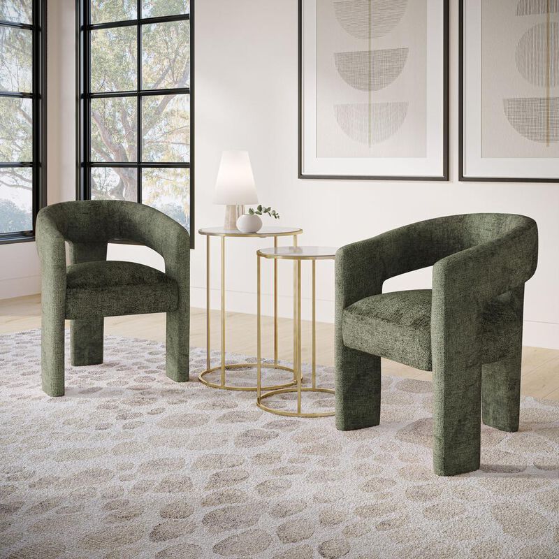 Jofran Modern Luxury Jacquard Fabric Upholstered Sculpture Armchair