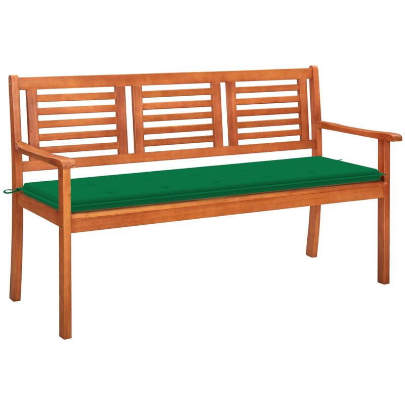 vidaXL 3-Seater Garden Bench with Cushion 59.1" Solid Eucalyptus Wood