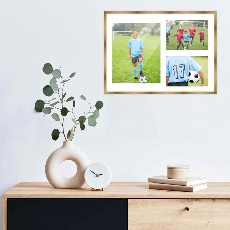 12x17 Wood Collage Frame with a White Mat for 8x10 & 5x7 Pictures