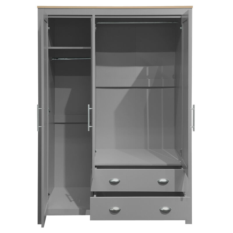 Merax Storage Wardrobe with Cabinets and 2 Hanging Rods