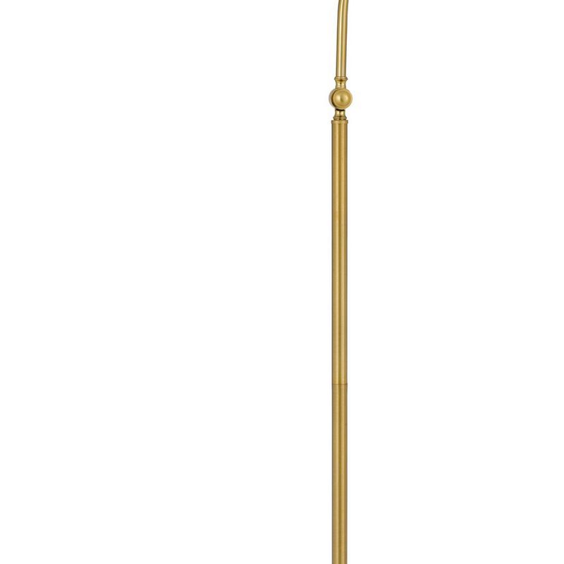 60 Inch Metal Curved Floor Lamp, Adjustable Dome Shade, Brass-Benzara