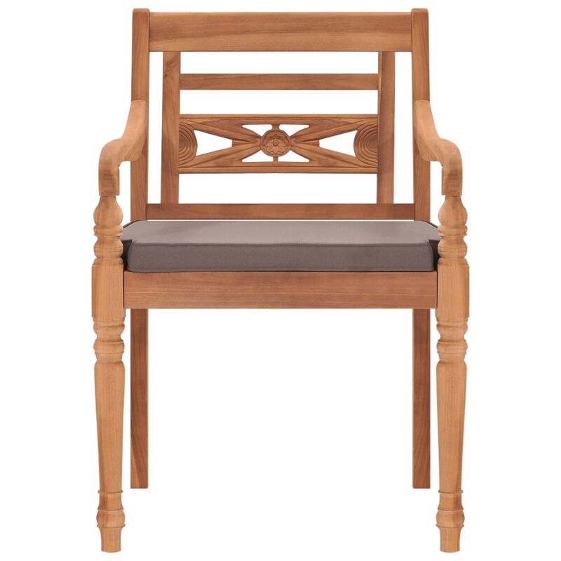 vidaXL Batavia Chairs 2 pcs with Dark Gray Cushions Solid Teak Wood