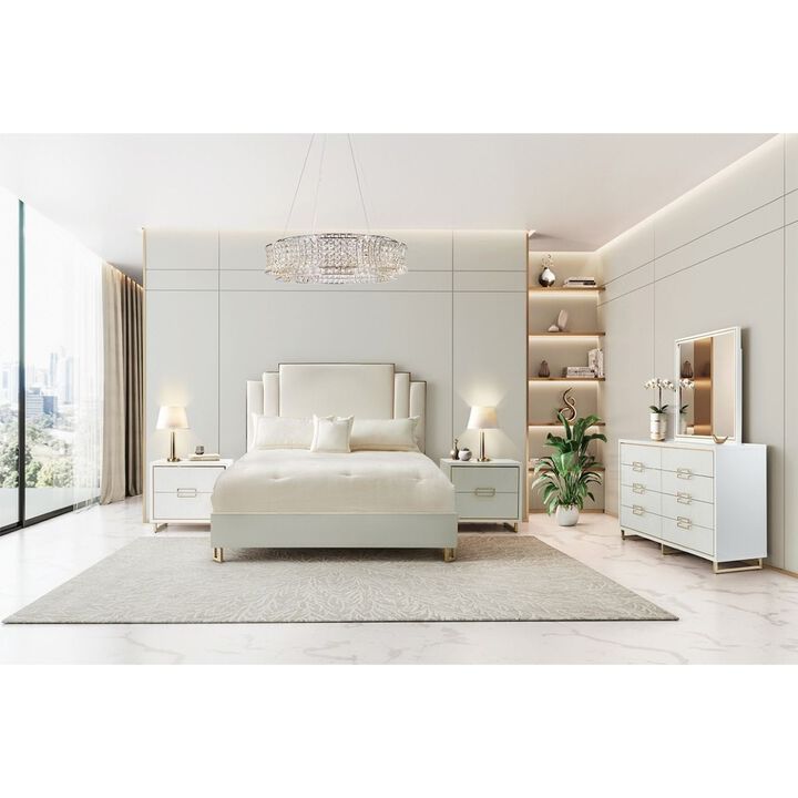 Michael Amini Palm Gate Dresser with Mirror - Cloud White