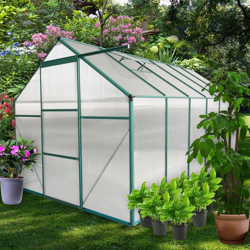 MONDAWE 6x12 FT Polycarbonate Greenhouse Raised Base and Anchor Aluminum Heavy Duty Walk-in Greenhouses for Outdoor Backyard