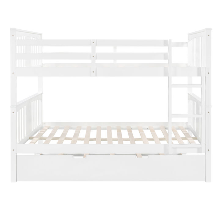 Full Over Full Bunk Bed With Twin Size Trundle And Ladder
