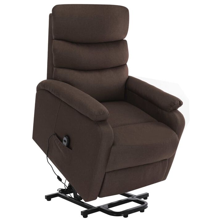 Power Lift Massage Recliner Brown Fabric