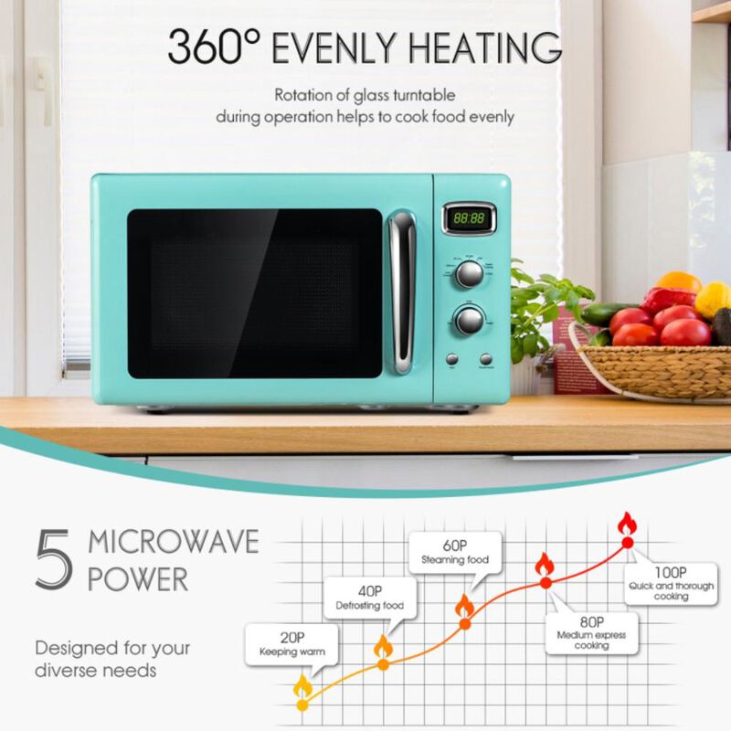 Costway 0.9 Cu.ft Retro Countertop Compact Microwave Oven
