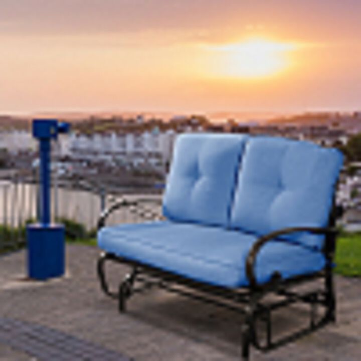 Outdoor Patio Cushioned Rocking Bench Loveseat