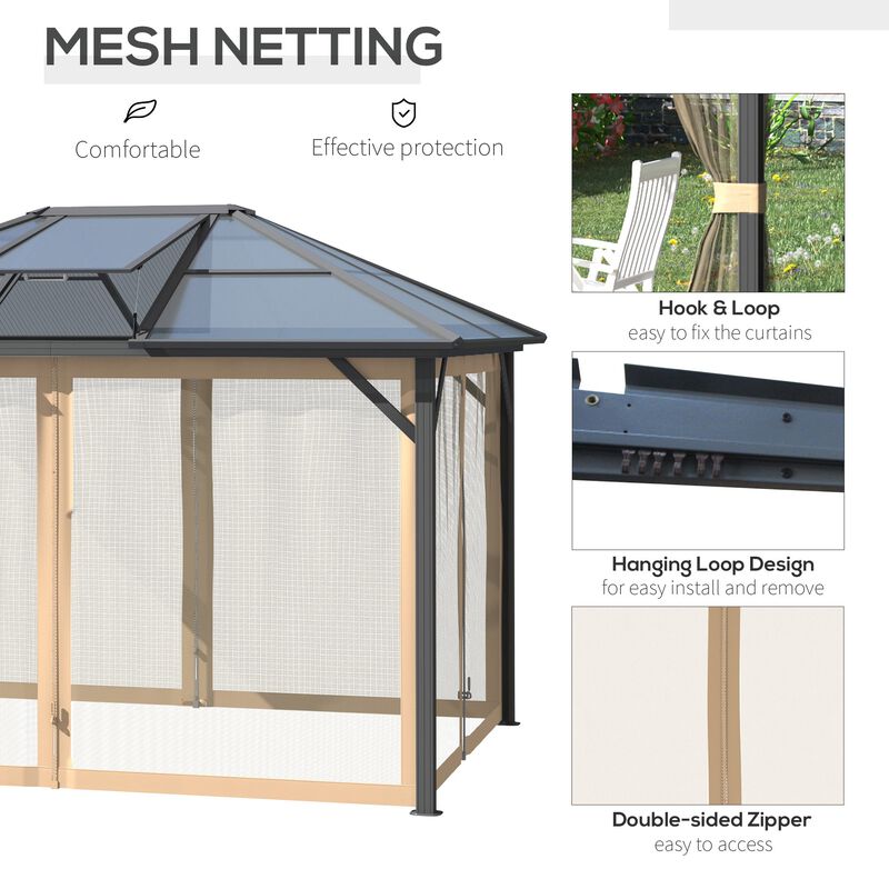 Grey Garden Structure: 12x10 Polycarbonate Hardtop Gazebo