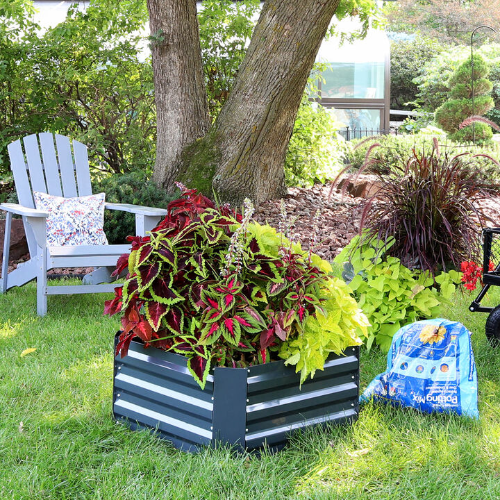 Sunnydaze Galvanized Steel Square Raised Garden Bed - 24 in