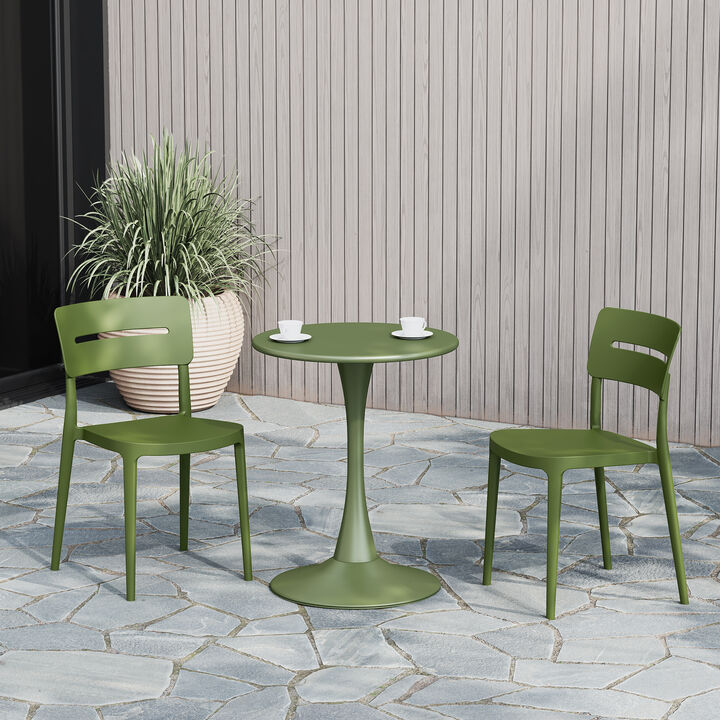 WestinTrends Outdoor Modern Stackable Plastic Patio Dining Chairs (Set of 2)