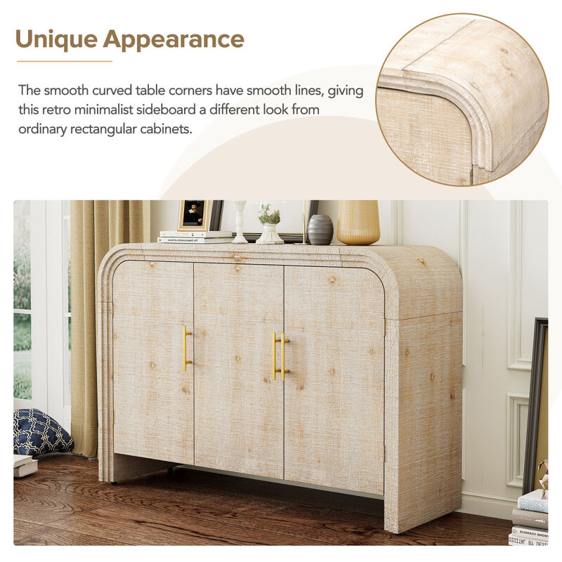Minimalist Curved Sideboard with Gold Handles